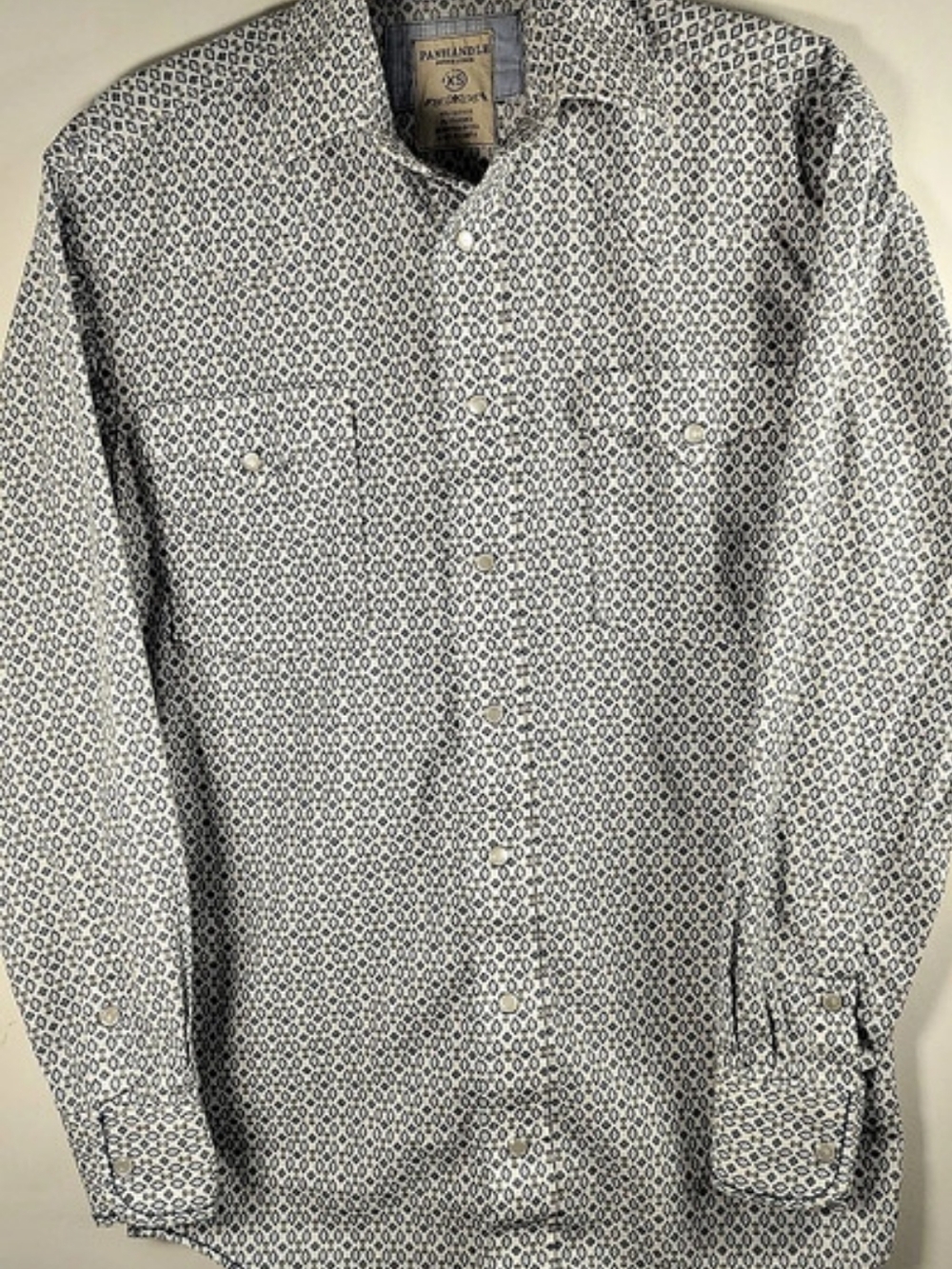 PANHANDLE Geometric Button Down in White & Blue Size XS